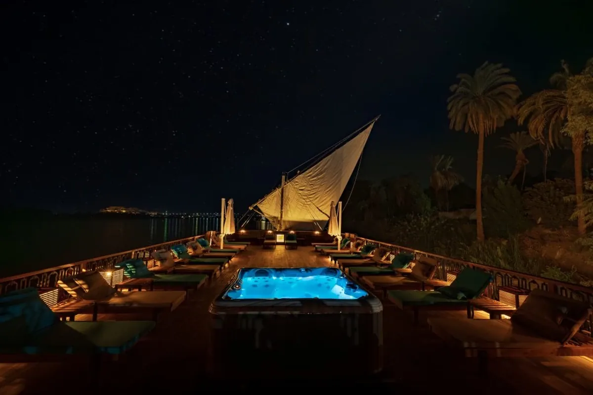 sun deck of Nile river Luxury cruise ship The Shepherd
