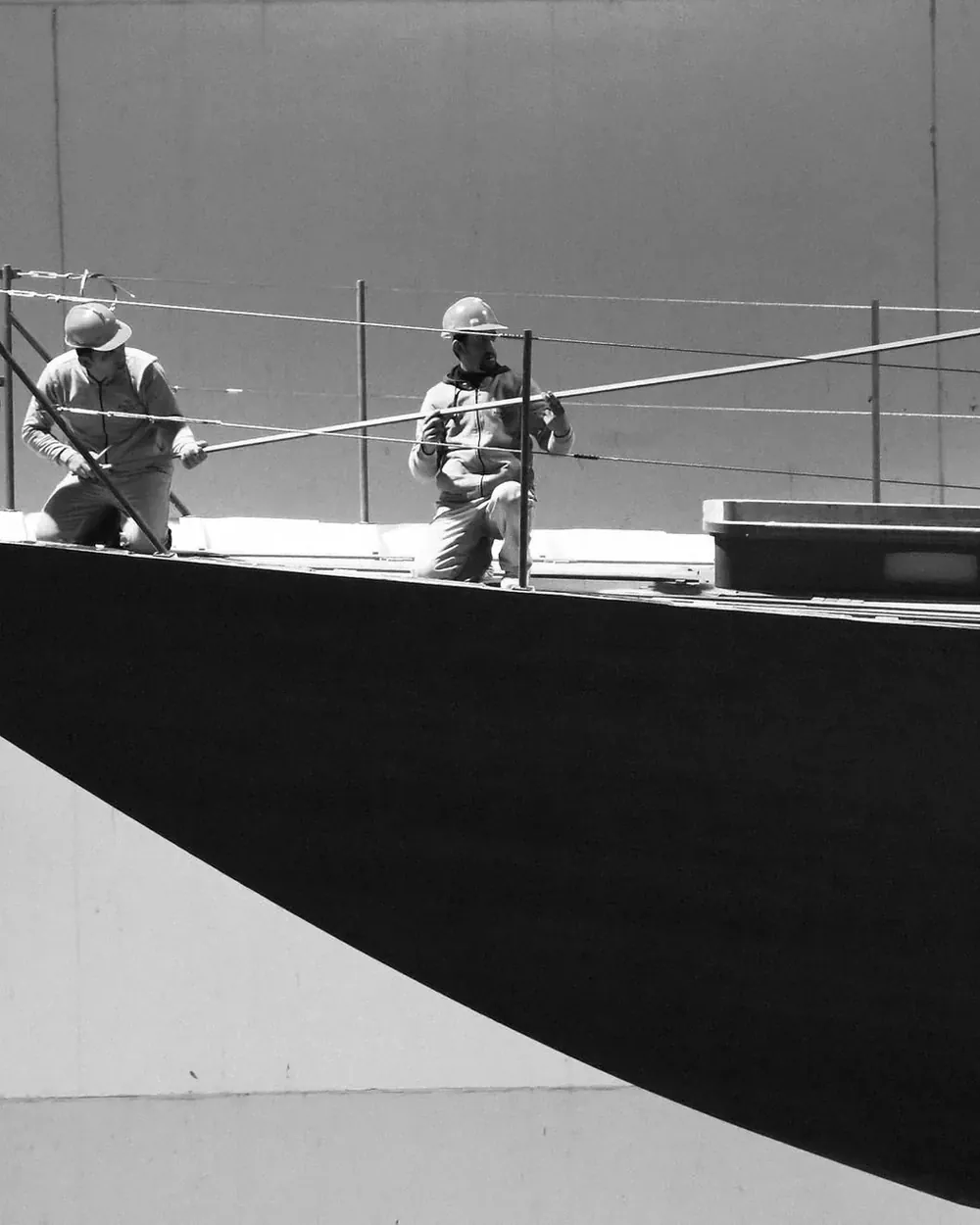 Yachtrumpf auf der Werft